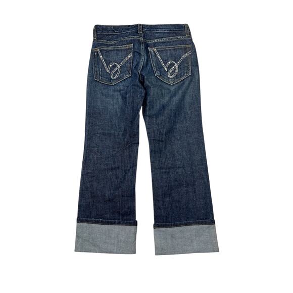 Bebe Vintage Y2K Carmen Cuffed Crop Jeans Rhinestones Dark Wash Womens 25 - Picture 3 of 10